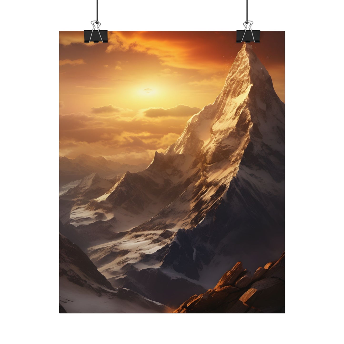 Majestic Mountain Summit: Epic Sunrise View - Nature Landscape Art - Poster