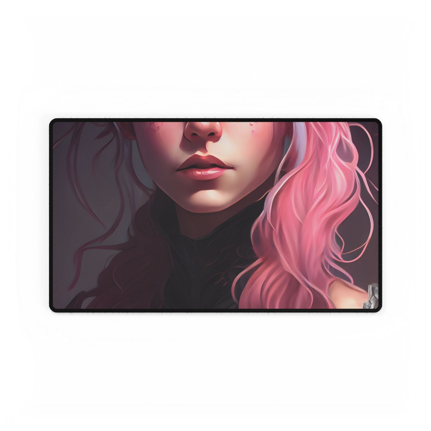 Astonishing Pink Hair Portrait: Confident Female in Dreary Background - Desk Mat