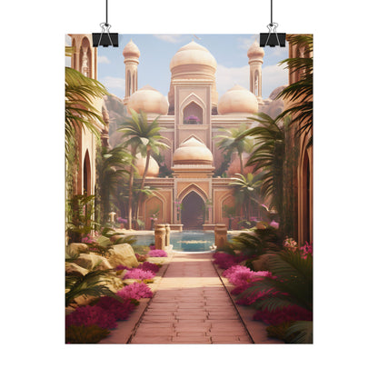 Hidden Arabian Desert Paradise: Serene Oasis Art - Poster