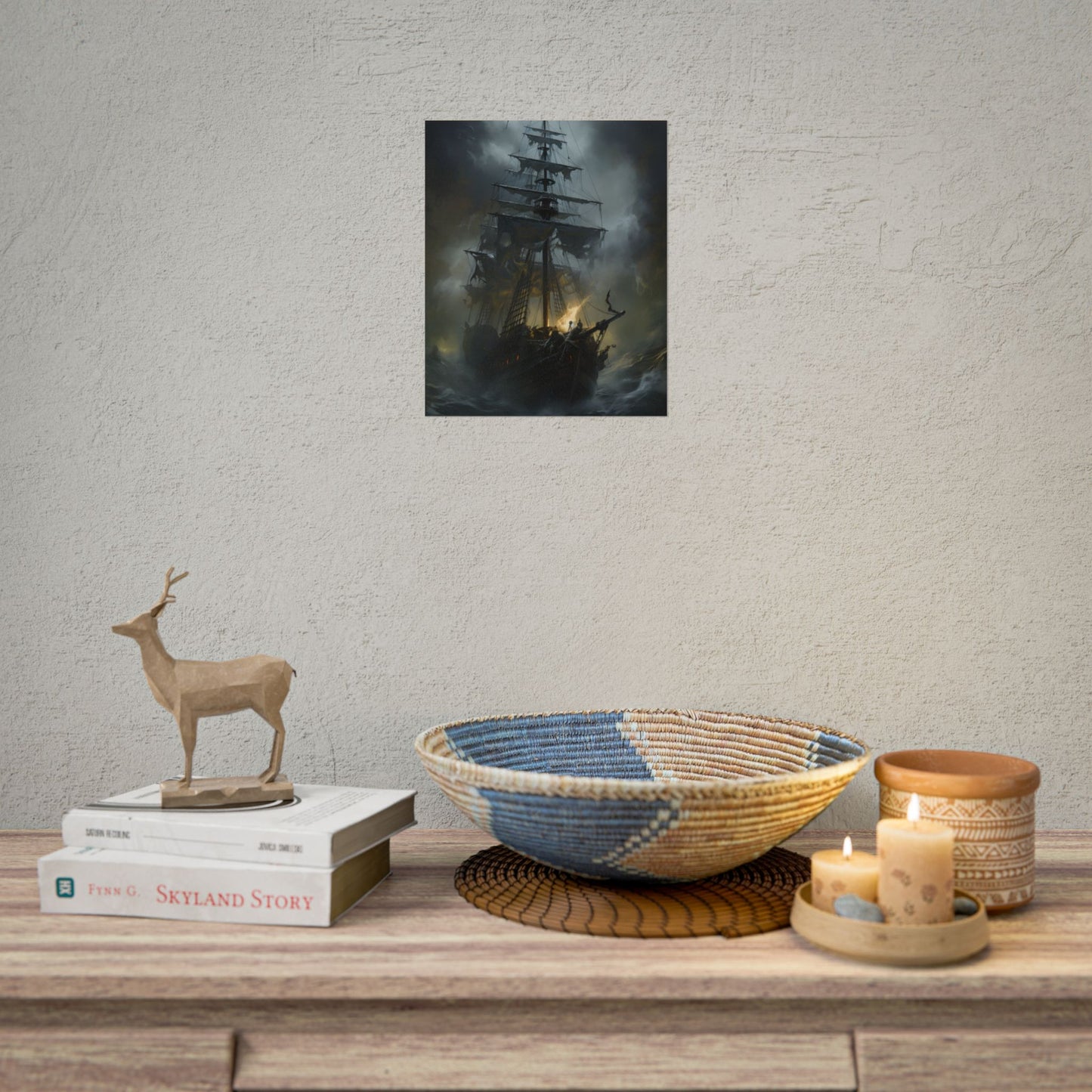 Eerie Pirate Ghost Ship: Sailing Seascape Artwork - Poster