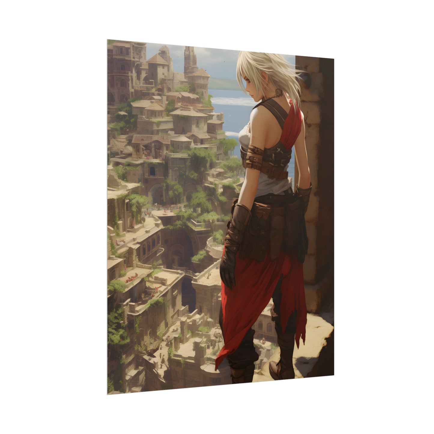 Dramatic Anime Female: Birds Eye View Illustration - Poster