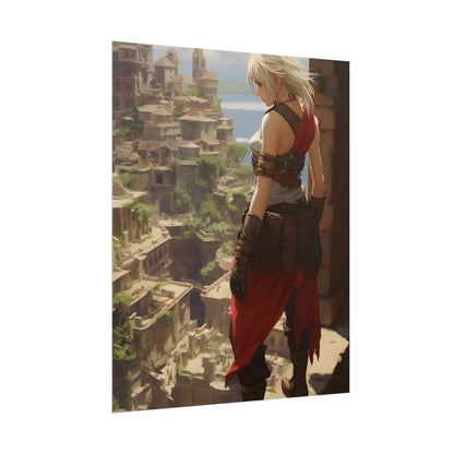 Dramatic Anime Female: Birds Eye View Illustration - Poster