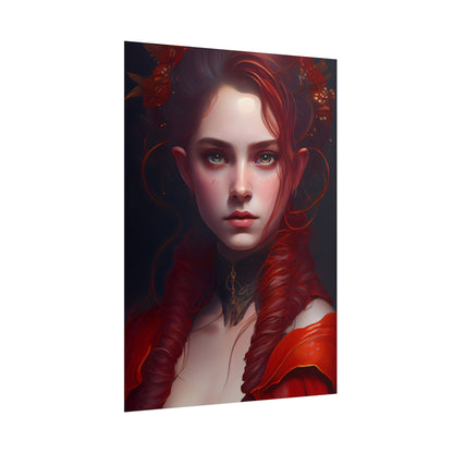 Redhead Portrait: Vibrant Dress Artwork - Poster