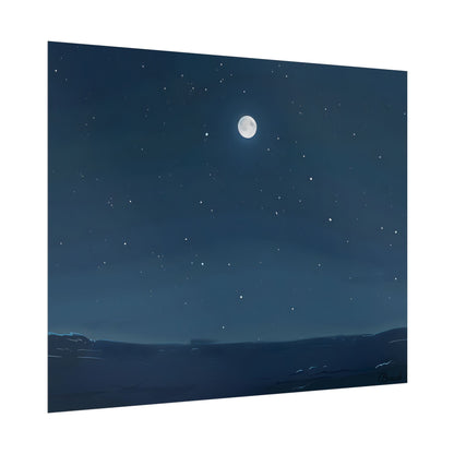 Starry Night Sky: Minimalist Beauty in Blue - Poster