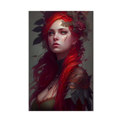 Intimate Red Hair Portrait: Artistic Female Figure in Black Dress - Poster