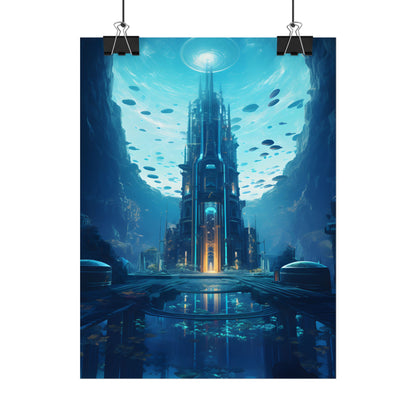 Dive into the Future: Submerged Metropol Underwater Cityscape - Poster