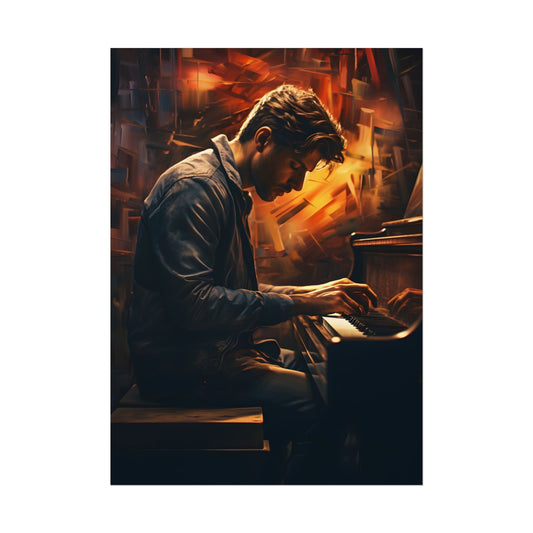 Mysterious Piano Nights: A Soulful Musical Artwork - Poster