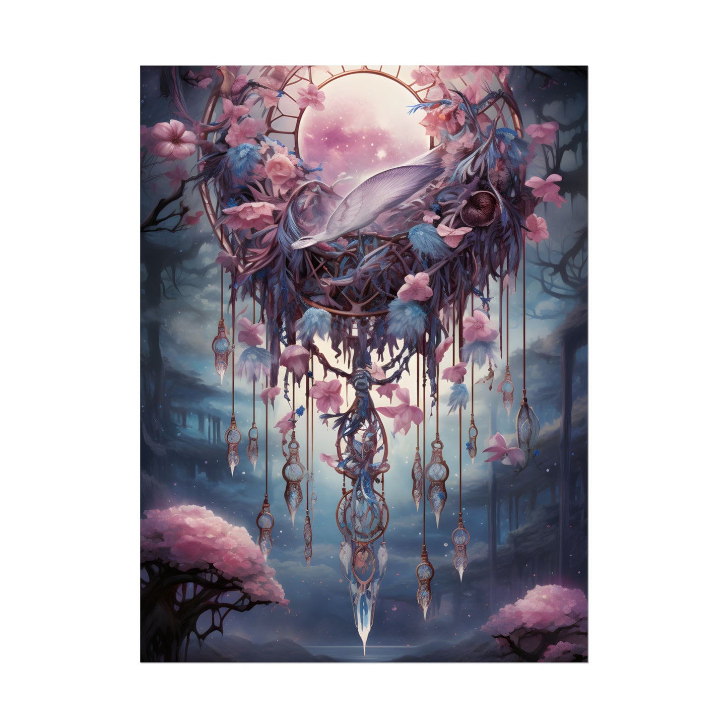 Surreal Landscape: Serene Tree in Vast Sky - Poster