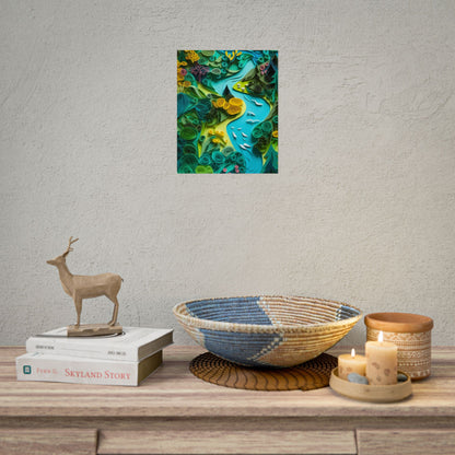 Colorful European Paper Quilling Artwork: Geometric Landscapes - Poster