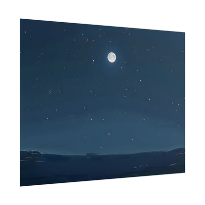 Starry Night Sky: Minimalist Beauty in Blue - Poster