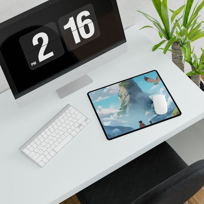 Peaceful Meadow Encounter: A Serene Moment with Two Friends - Desk Mat