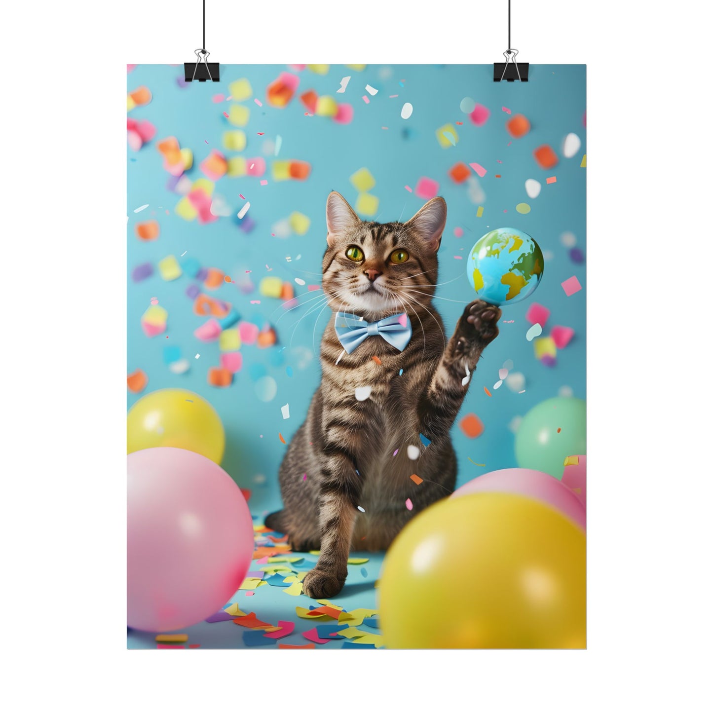 Whimsical Cat in Bow Tie: Close-Up Art Print - Poster