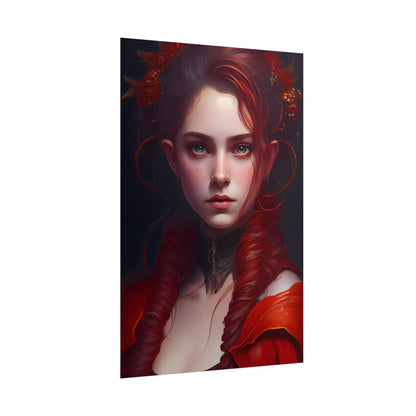 Redhead Portrait: Vibrant Dress Artwork - Poster