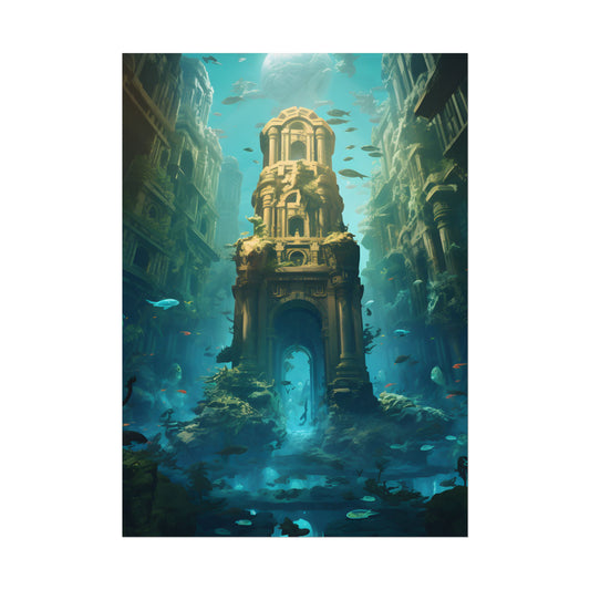 Lost Underwater Civilization: Ancient City Ruins Art - Poster