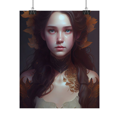 Brown Hair Female Portrait: Artistic Style Digital Art - Poster