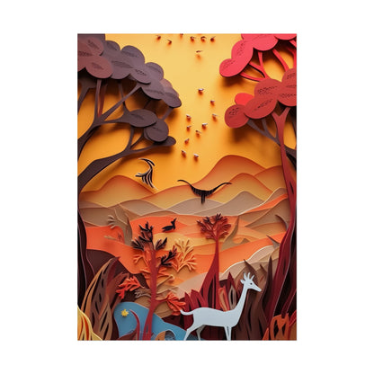 Vibrant African Quilled Landscape: Colorful Paper Artwork - Poster