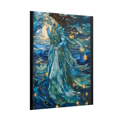 Medieval Stained Glass Art: A Colorful Church Window Piece - Poster