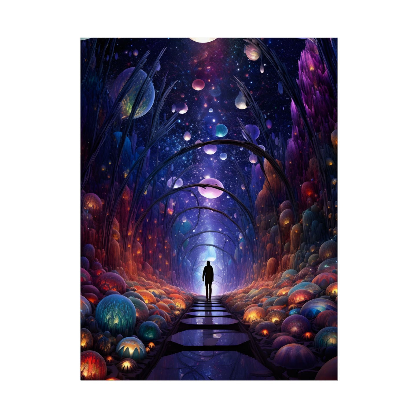 Celestial Art Gallery: Indoor Space with Starry Canvas - Poster