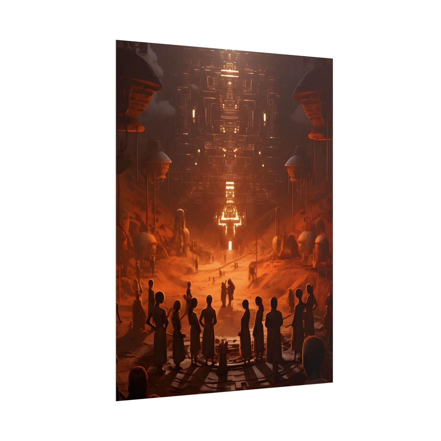 Vibrant Futuristic Tribal Gathering: Digital Art - Poster