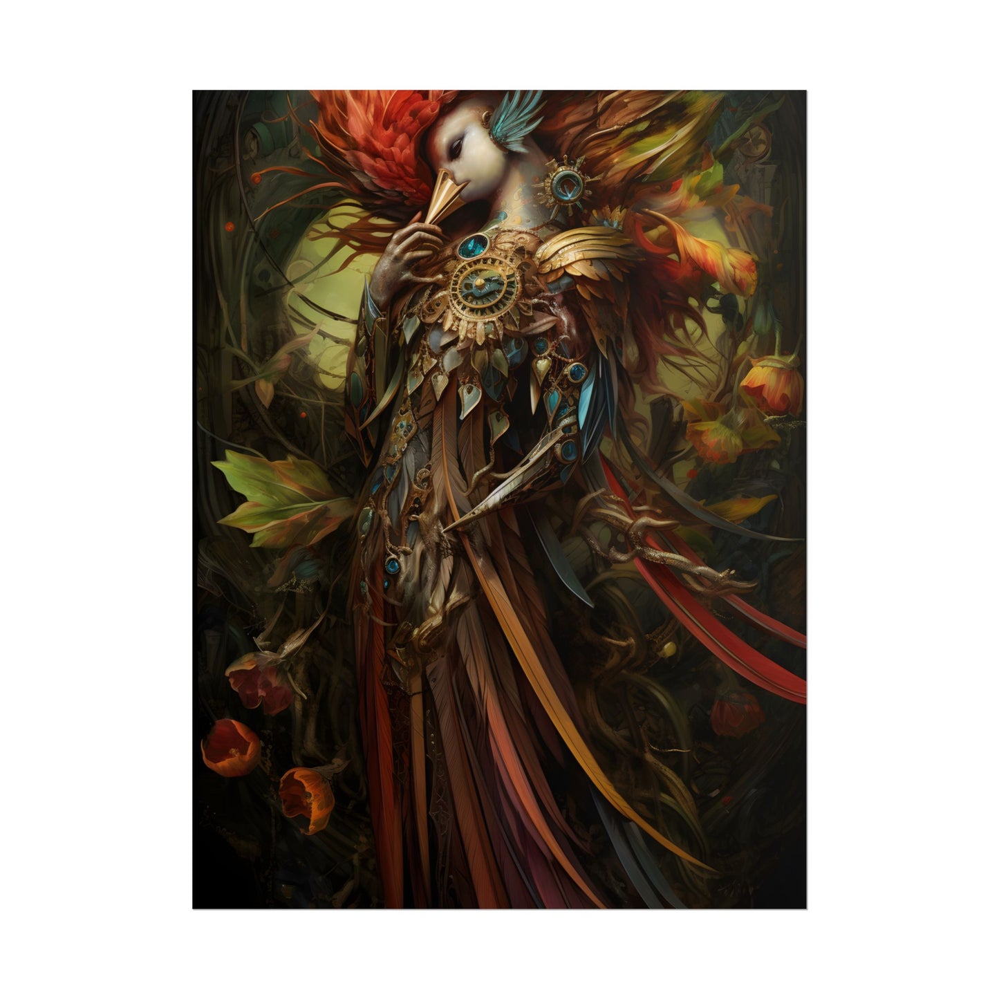 Grand Statue of a Majestic Bird in Serene Setting - Poster