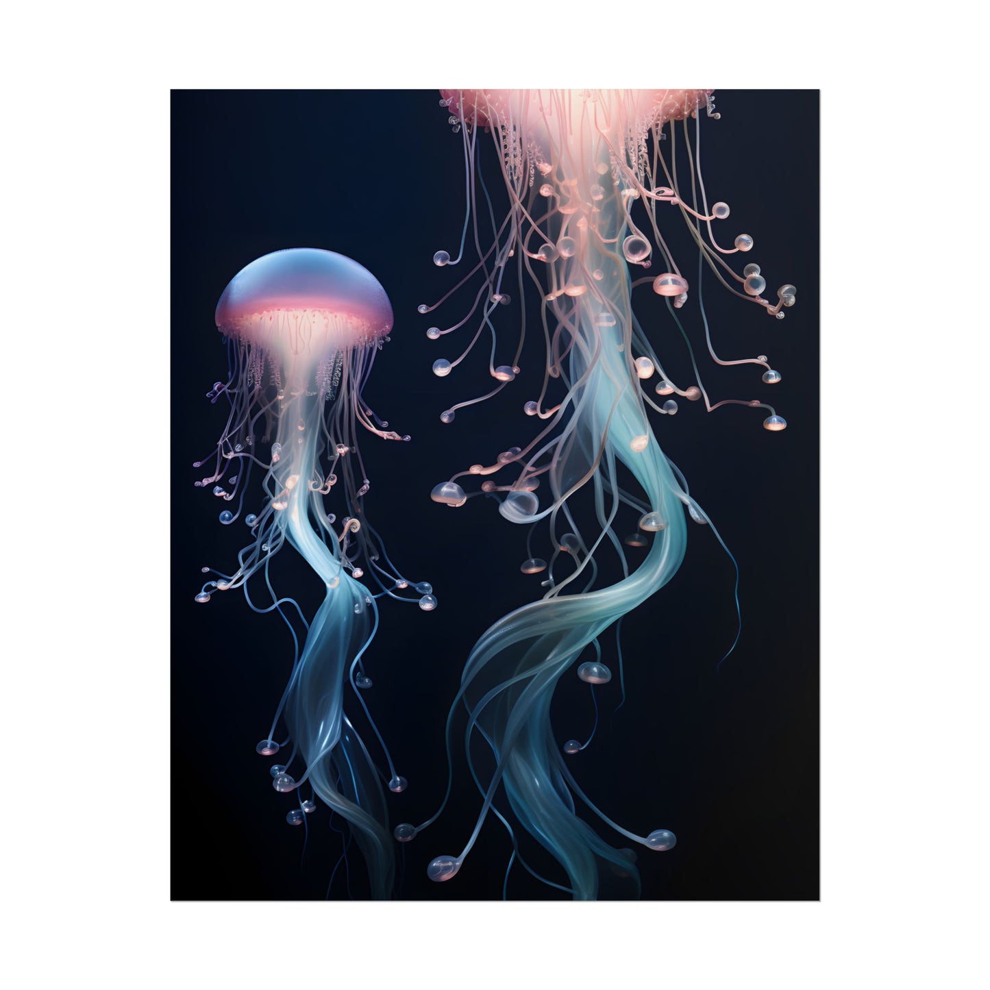 Bioluminescent Oceanic Ballet: Underwater Dancer in Motion - Poster