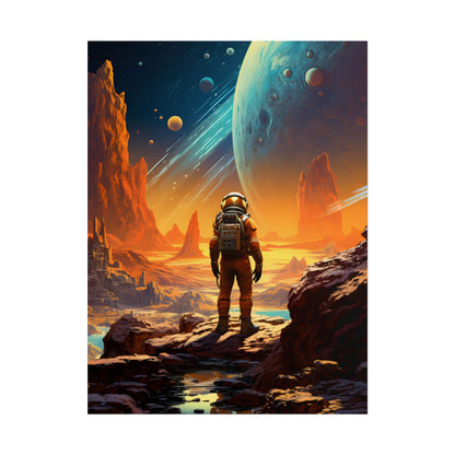 Futuristic Wilderness Explorer: Solo Journey in the Unknown - Poster