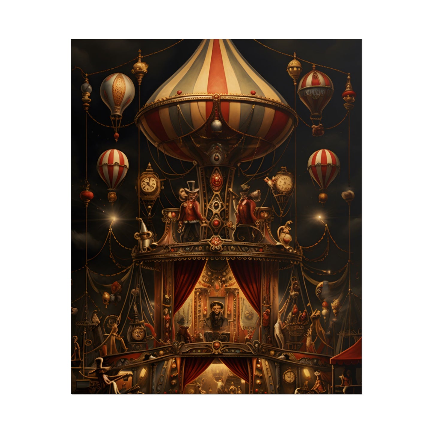 Whimsical Clockwork Circus: A Fantastical Artwork - Poster