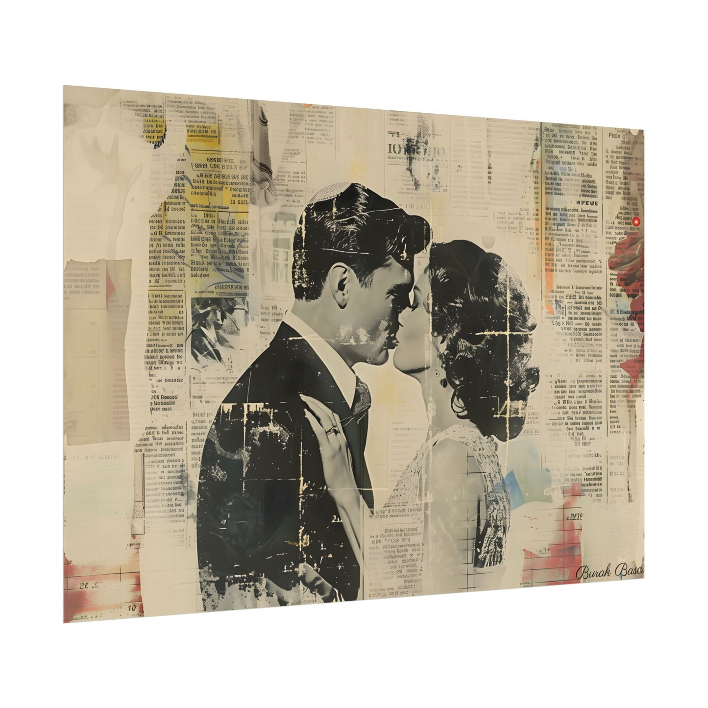 Vintage Romance: Celebratory Couple Art Poster - Poster