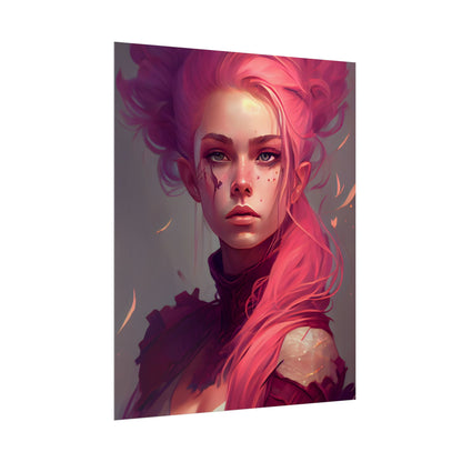 Enigmatic Portrait: Pink Hair in Darkness - Poster
