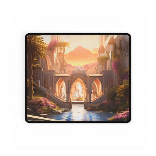 Moonlit Desert Oasis: Arabian Nights Serenity - Desk Mat