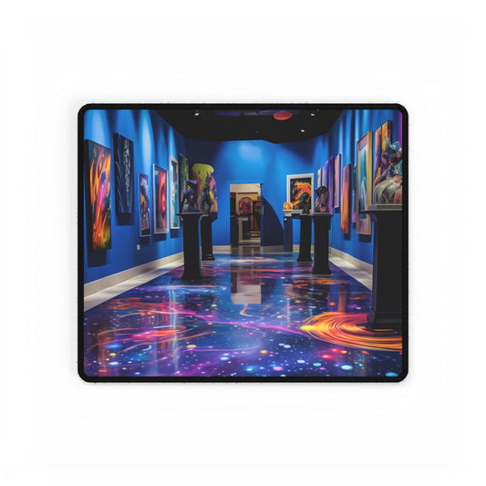 Celestial Art Gallery: Wide-Angle View with Soft Lighting - Desk Mat