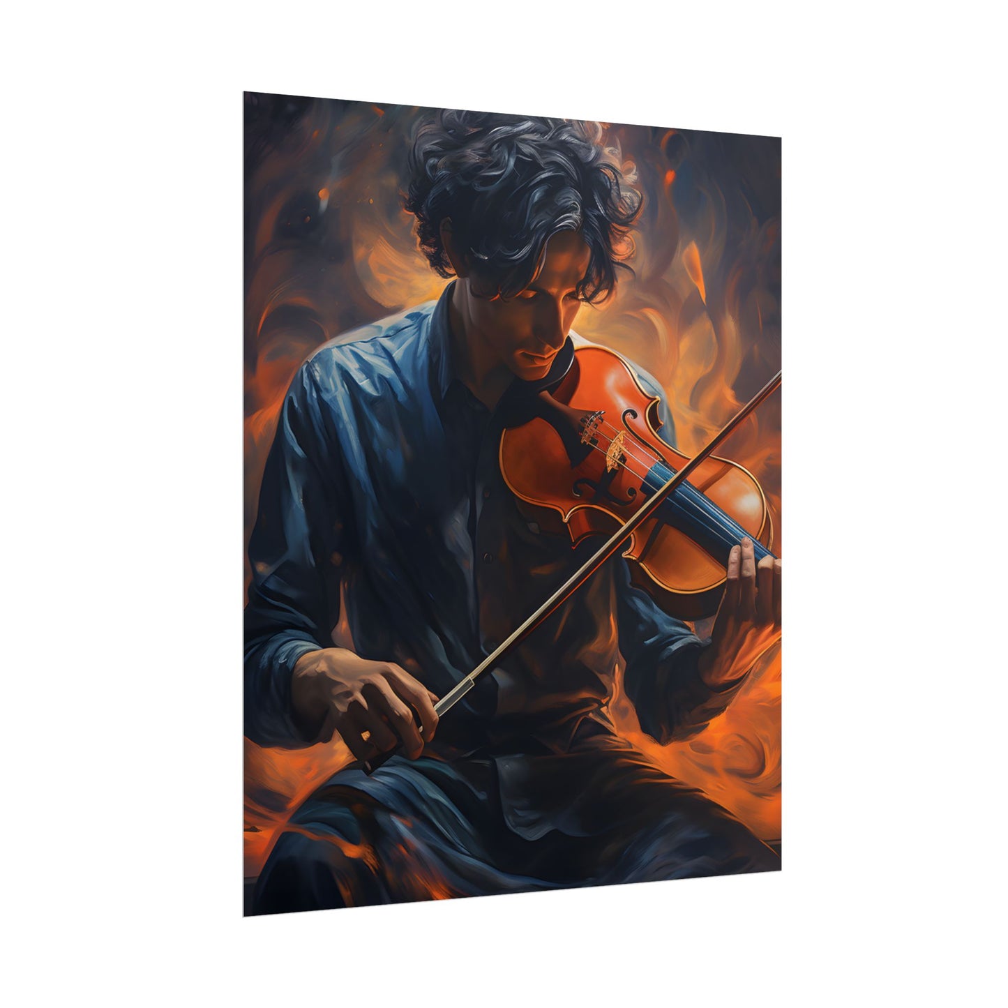 Mysterious Musician Portrait: Enigmatic Eyes Artwork - Poster