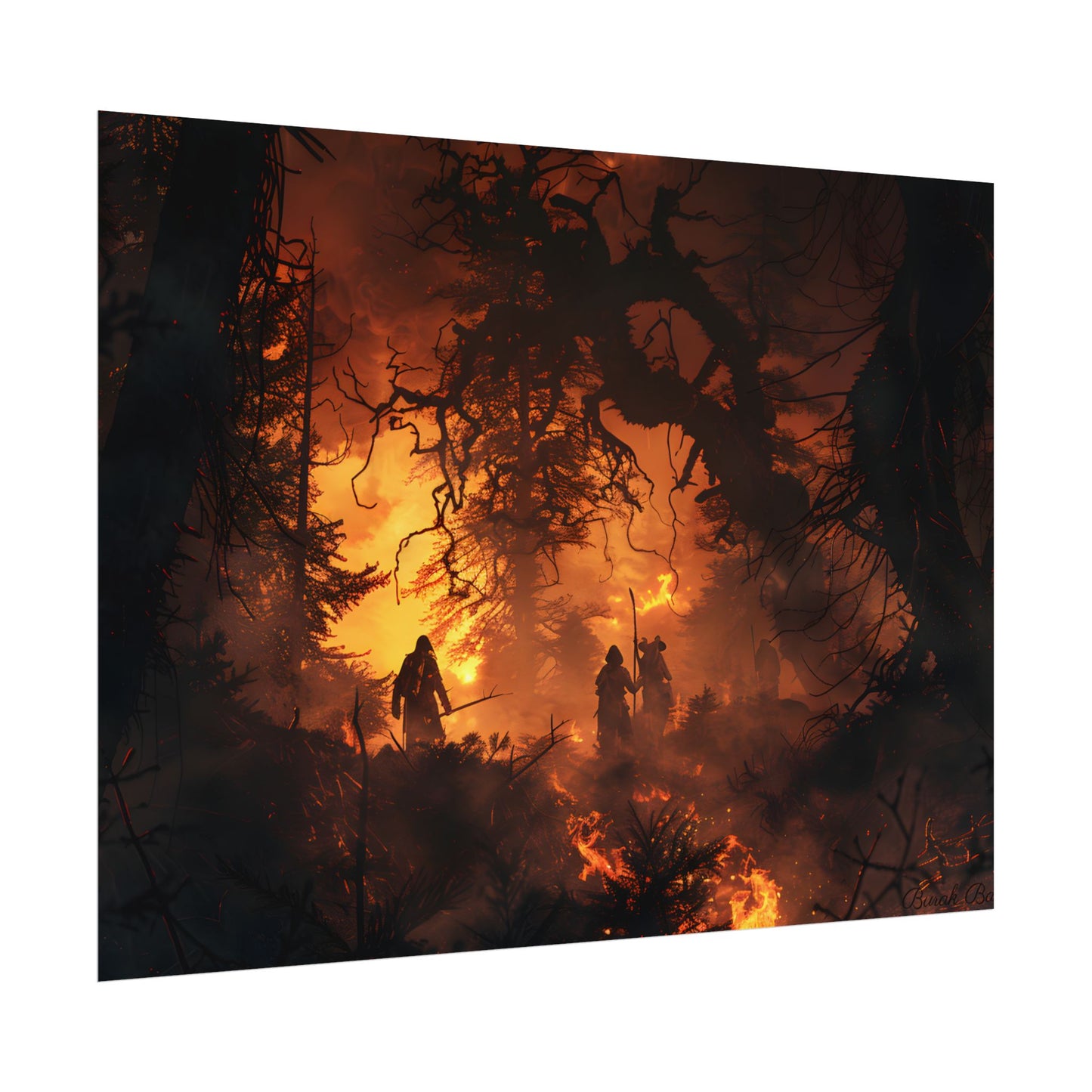 Misty Sunset Forest: Group Gathering - Poster