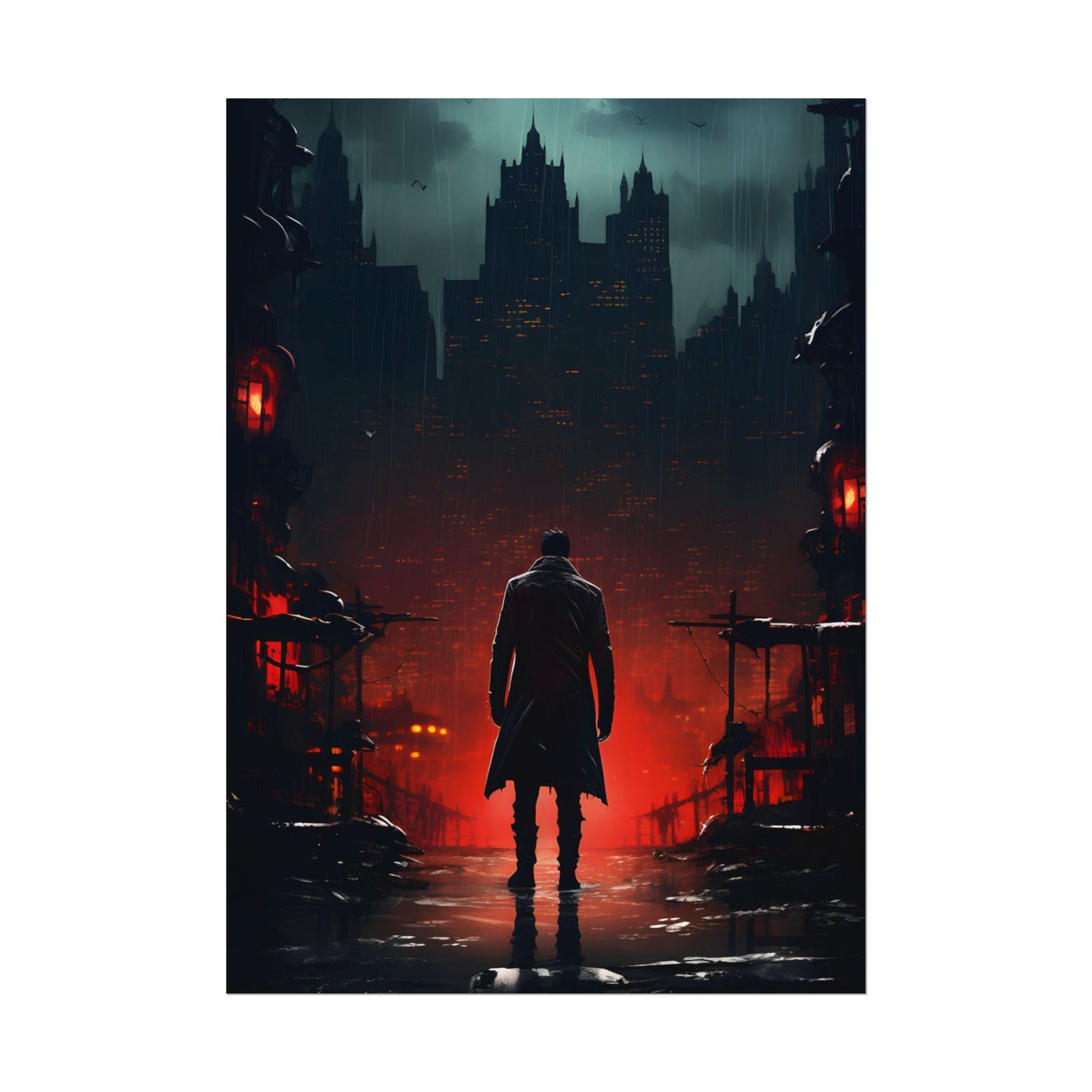 Urban Fantasy Detective: Cityscape at Dusk - Noir Artwork - Poster