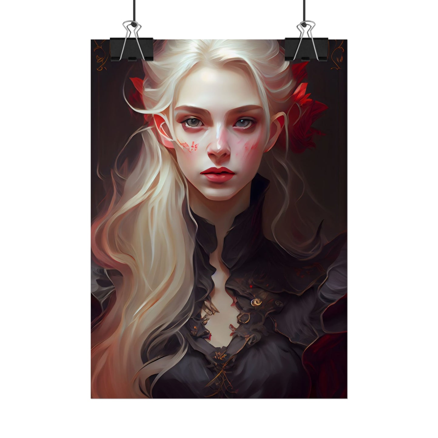 Beautiful Blonde Portrait: A Stunning Female in Black Top - Poster