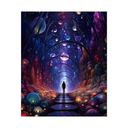 Celestial Art Gallery: Indoor Space with Starry Canvas - Poster
