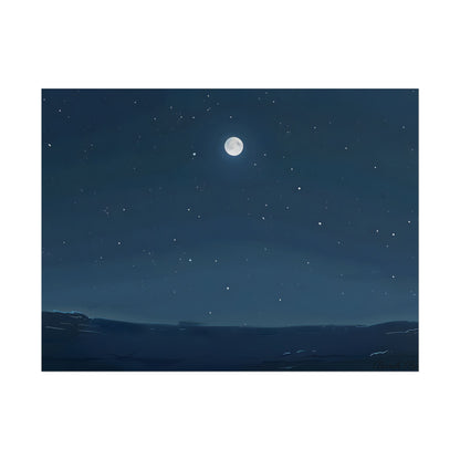 Starry Night Sky: Minimalist Beauty in Blue - Poster