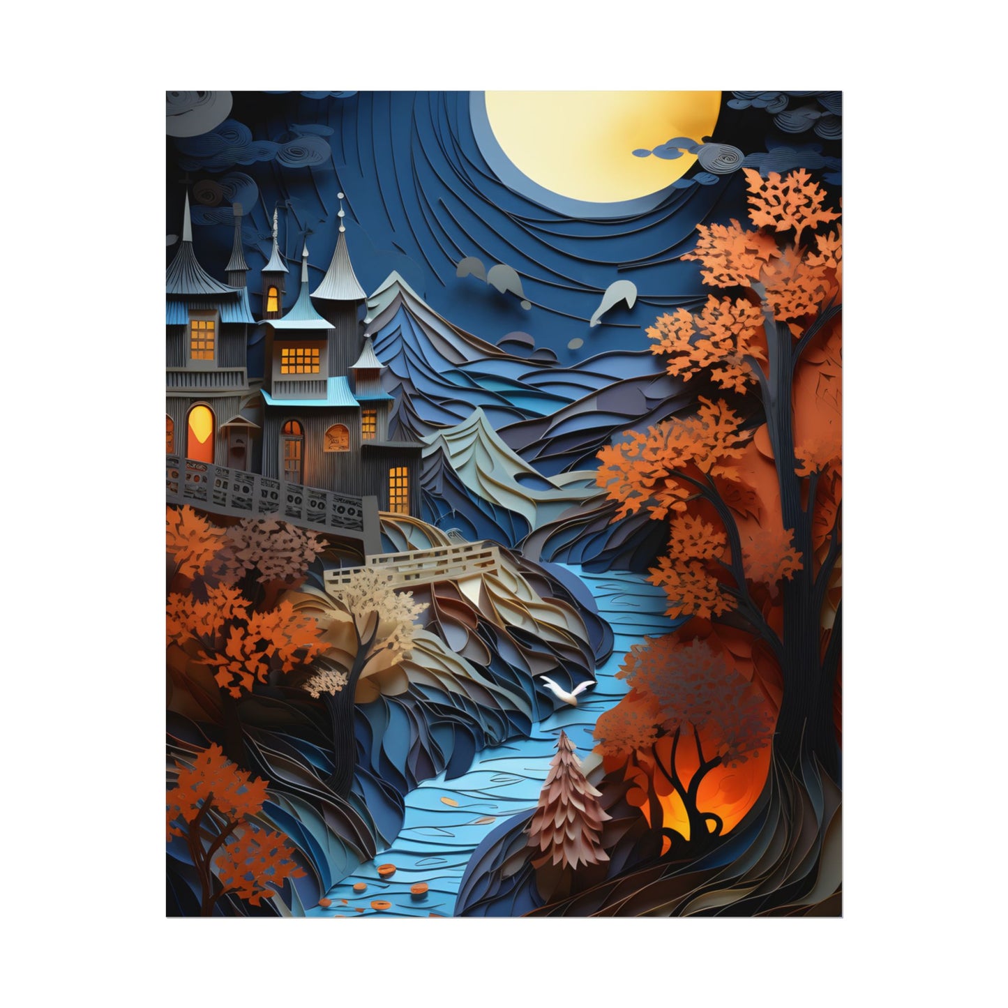 Eye-Catching European Landscape: Realistic Paper Quilling Artwork - Poster