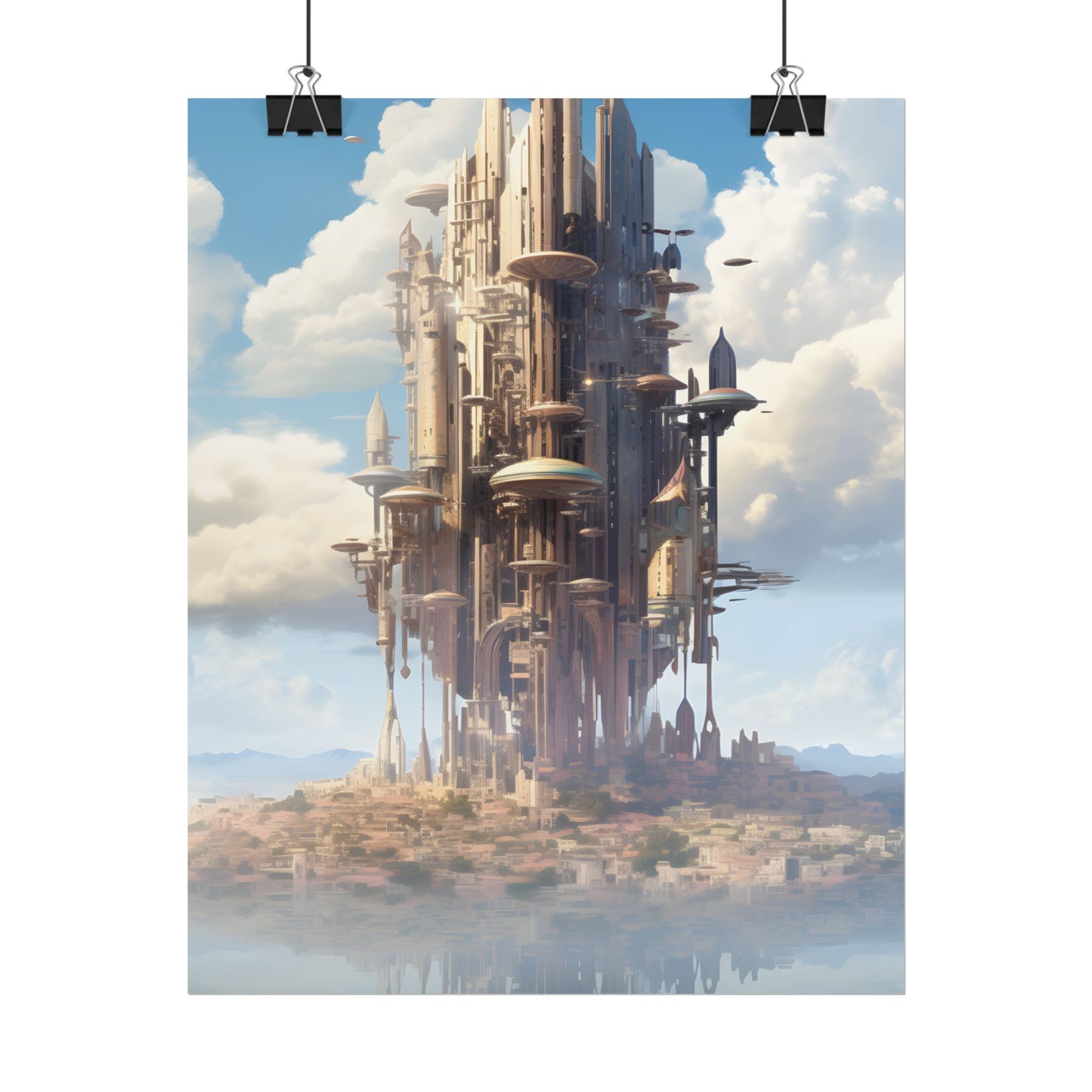 Breathtaking Floating Cityscape: Columbia 6 Digital Art - Poster
