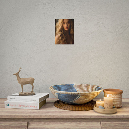 Modern Beauty: Young Blonde Woman in a Short-Sleeved Dress - Poster