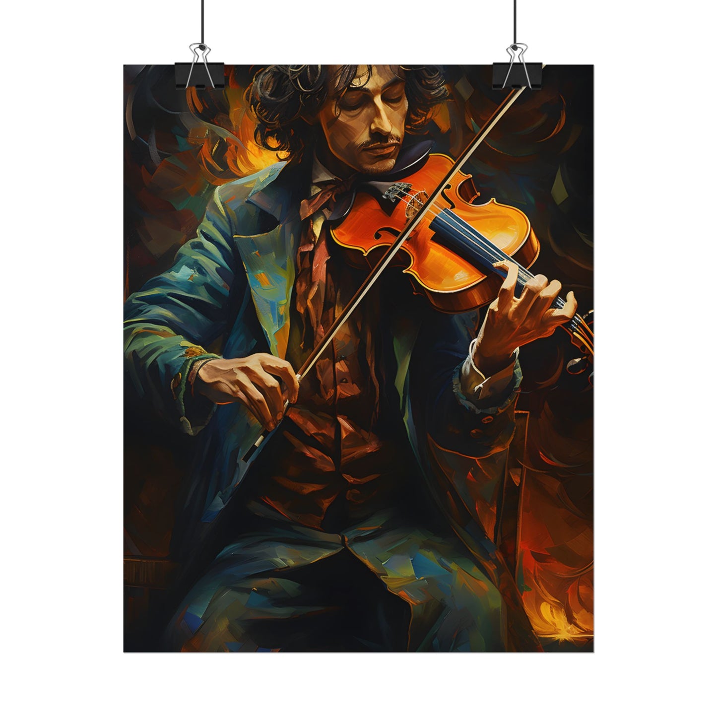 Mysterious Musician at Piano: Moody Portrait - Poster