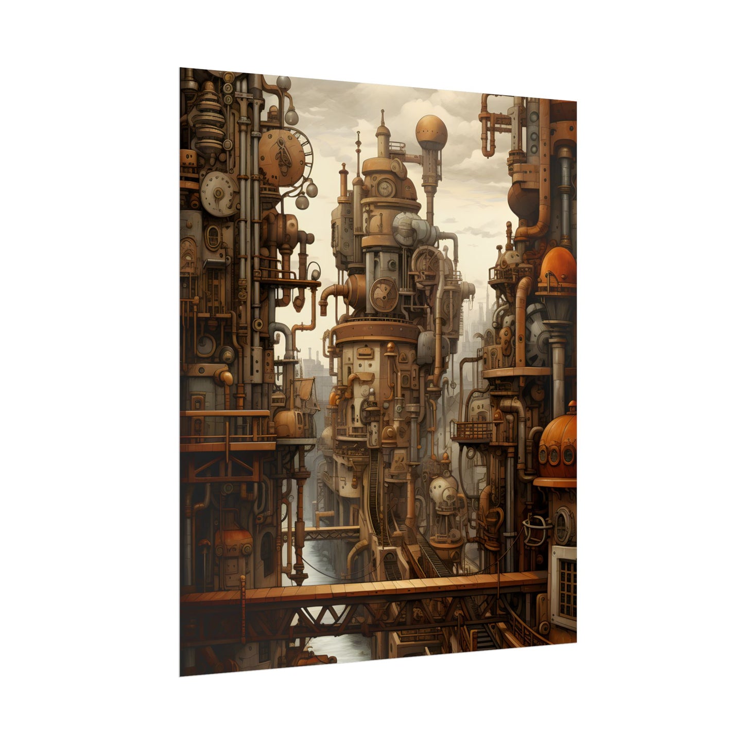 Steampunk Cityscape: Vintage Parisian Dreamscape - Poster