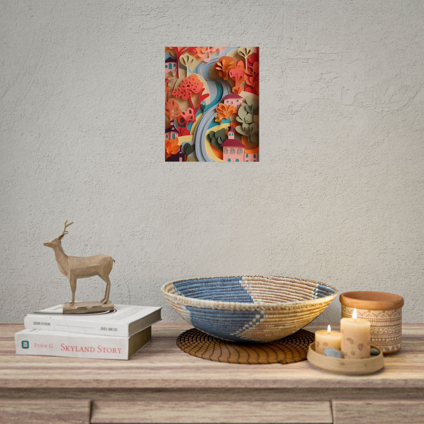 Intricate European Landscape: Paper Quilling Artwork - Poster
