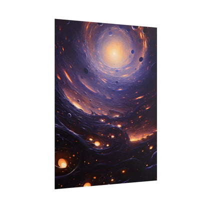 Black Hole Cosmic Encounter: Massive Planet Digital Art - Poster