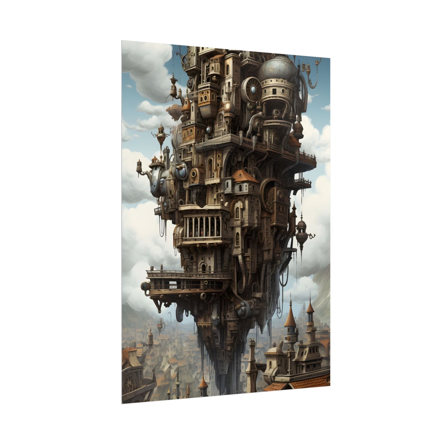 Steampunk Paris Cityscape: Colorful 19th Century Artwork - Poster