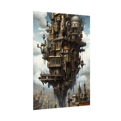 Steampunk Paris Cityscape: Colorful 19th Century Artwork - Poster