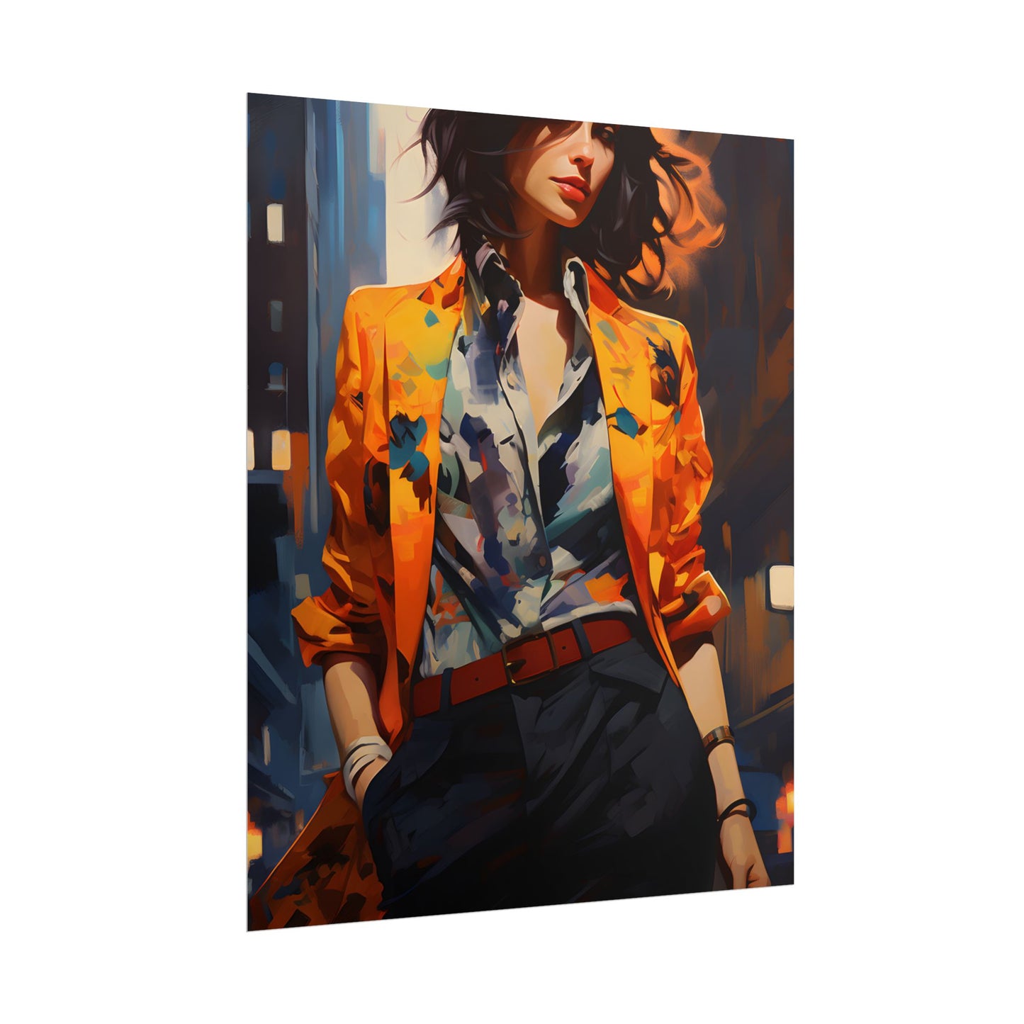 Urban Youthful Portrait: Fashionable City Style Digital Art - Poster