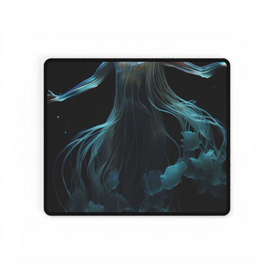 Underwater ballet of luminescent beauty: A dance in motion with oceanic harmony - Desk Mat