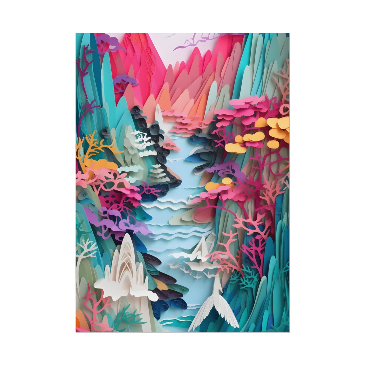 Japanese Paper Quilling Craft: Vibrant Landscape Art - Poster