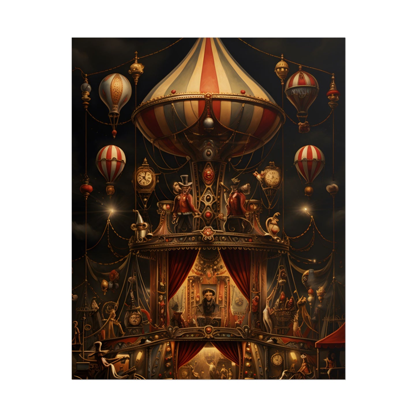 Whimsical Clockwork Circus: A Fantastical Artwork - Poster